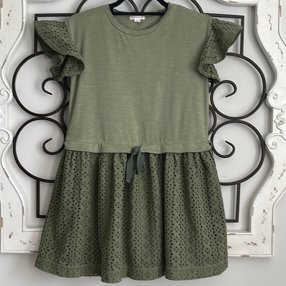 J. Crew Other - EUC J. CREW CREWCUTS EYELET DRESS ARMY GREEN SIZE 10